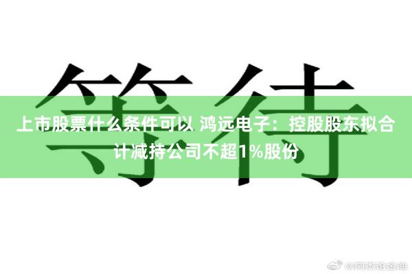 上市股票什么条件可以 鸿远电子：控股股东拟合计减持公司不超1%股份