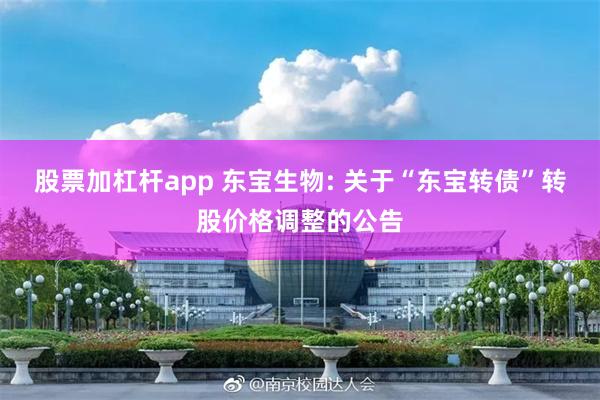 股票加杠杆app 东宝生物: 关于“东宝转债”转股价格调整的公告