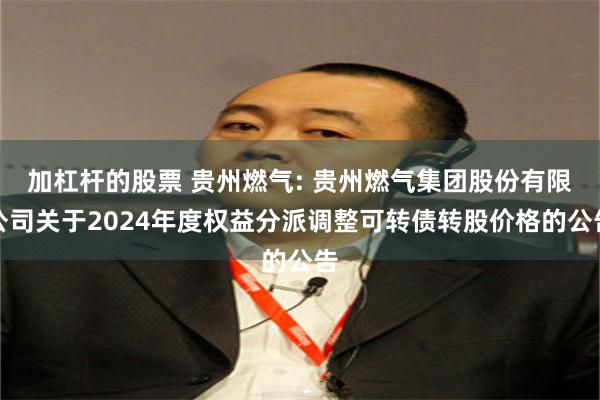 加杠杆的股票 贵州燃气: 贵州燃气集团股份有限公司关于2024年度权益分派调整可转债转股价格的公告