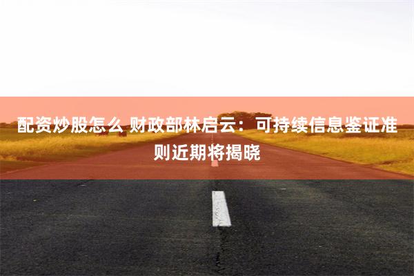 配资炒股怎么 财政部林启云：可持续信息鉴证准则近期将揭晓