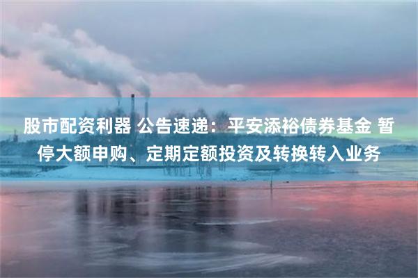 股市配资利器 公告速递：平安添裕债券基金 暂停大额申购、定期定额投资及转换转入业务