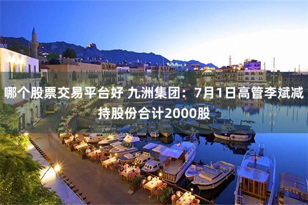 哪个股票交易平台好 九洲集团：7月1日高管李斌减持股份合计2000股