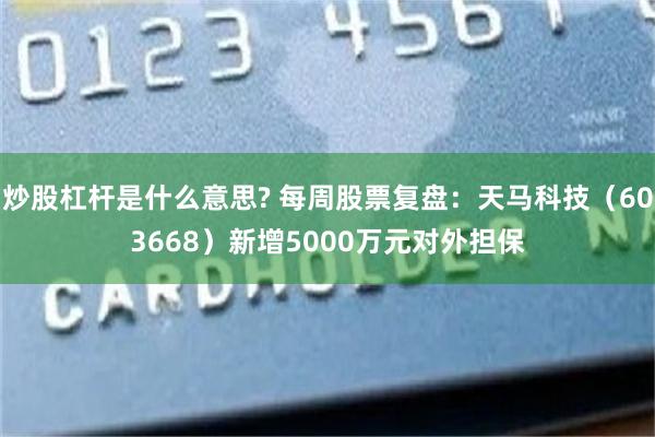 炒股杠杆是什么意思? 每周股票复盘：天马科技（603668）新增5000万元对外担保