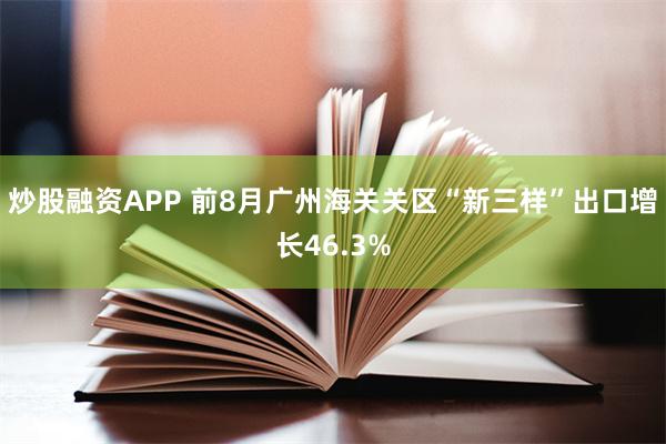 炒股融资APP 前8月广州海关关区“新三样”出口增长46.3%